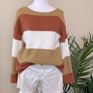 Color Block Bell Sleeve Sweater